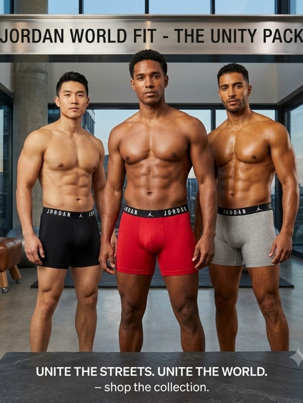 Jordan Flight Cotton Stretch Boxer Briefs - Black, Gray, Red - 3 Pack